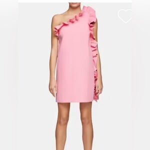 msgm one shoulder ruffle dress MSGM - One-Shoulder Ruffled Lace Mini Dress